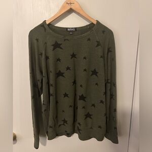 Buffalo, Size L, Light Weight Green Sweater with Black Stars